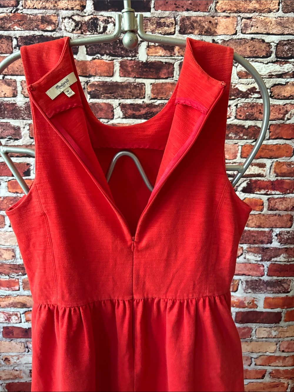 Madewell Light Red Sleeveless Mini Dress Cotton Preppy Size M - Picture 5 of 9